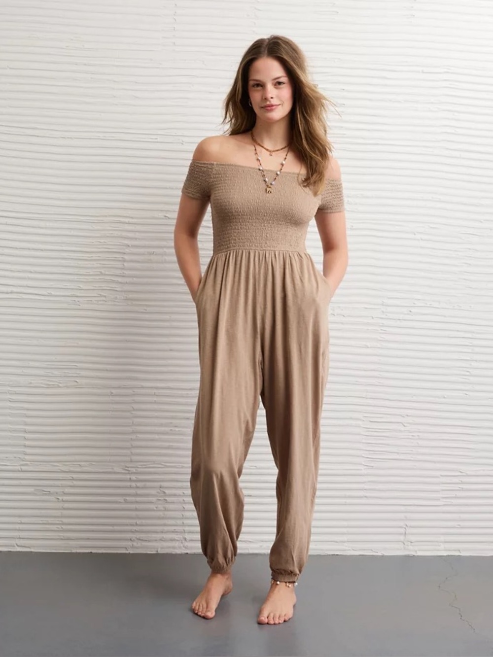 AE Sunchaser Off-the-Shoulder Jumpsuit Size M